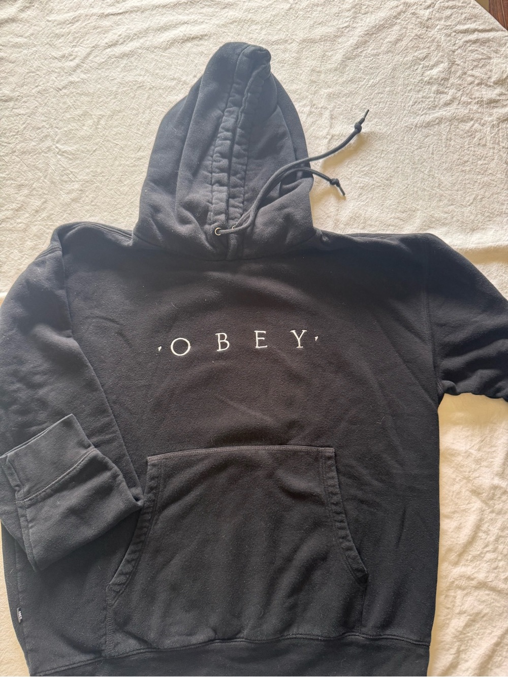 Obey Black Pullover Hoodie with White Care-Label
